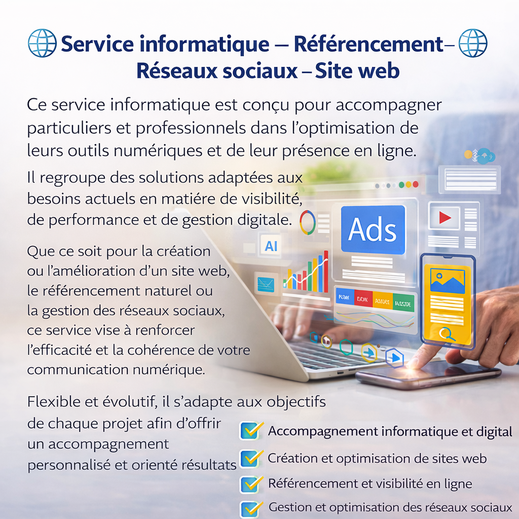 đ Service Informatique đ RĂ©fĂ©rencement đ RĂ©seaux Sociaux đ Site web đ
