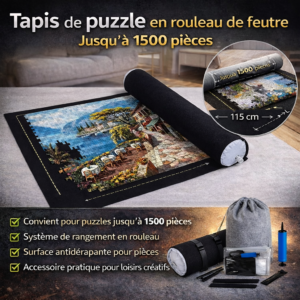 Tapis de puzzle en rouleau de feutre, tapis de jeu, couverture pour jusqu'à 1500 pièces, accessoires de puzzle.