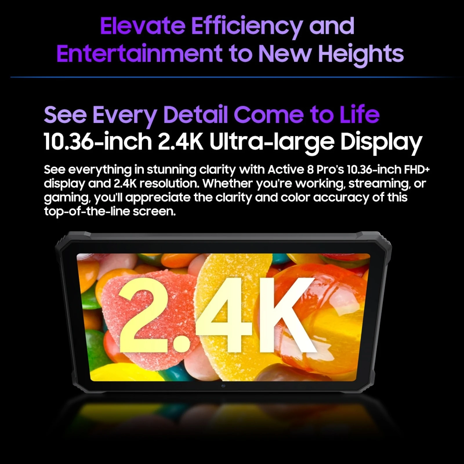 Tablette PC Blackview Active 8 Pro 10,36 pouces Écran 2,4K Android 14 Helio G99 Octa Core Google Play 8 Go + 256 Go Caméra 48 MP 22000 mAh 33 W – Image 6