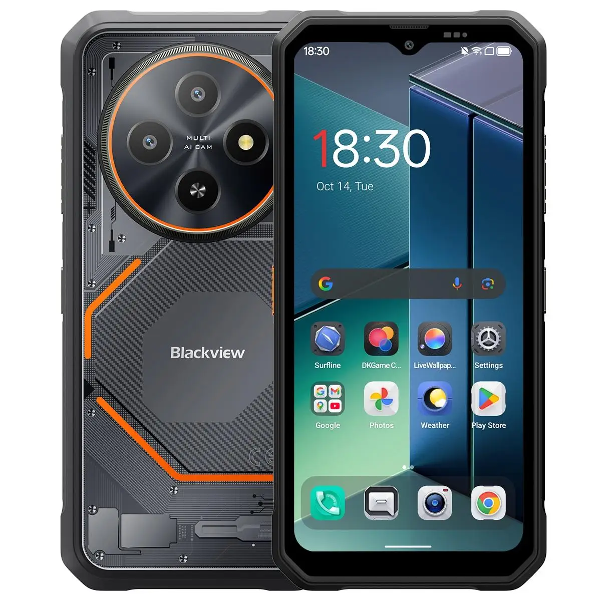 Smartphone Blackview FORT 2, écran 6,56'', batterie 5000mAh, 8Go+128Go, appareil photo 16MP, 4G, Android, NFC, téléphone portable