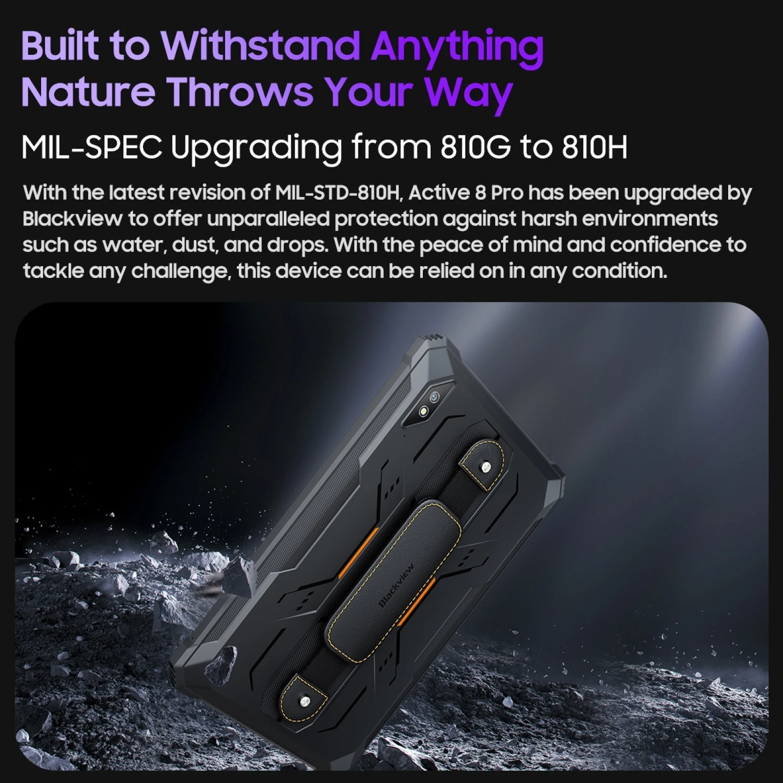 Tablette PC Blackview Active 8 Pro 10,36 pouces Écran 2,4K Android 14 Helio G99 Octa Core Google Play 8 Go + 256 Go Caméra 48 MP 22000 mAh 33 W – Image 3