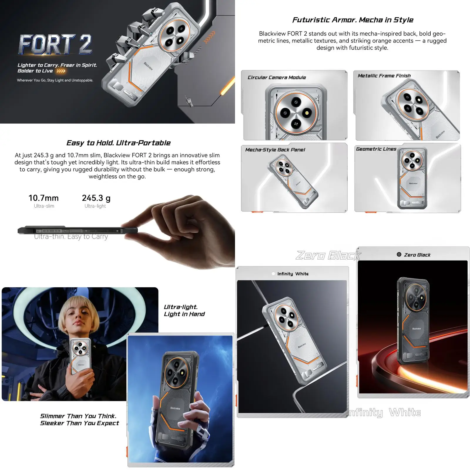 Smartphone Blackview FORT 2, écran 6,56'', batterie 5000mAh, 8Go+128Go, appareil photo 16MP, 4G, Android, NFC, téléphone portable – Image 2